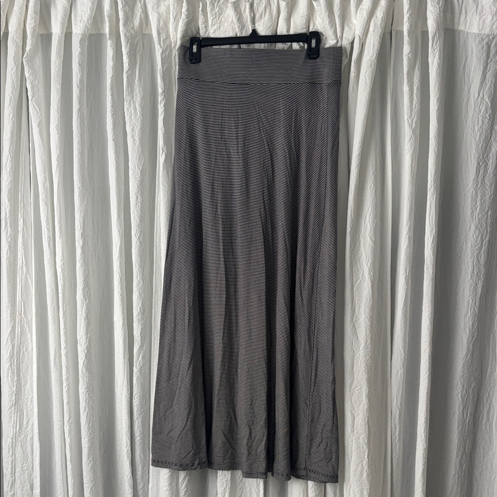 INC International Concepts Gray Maxi Skirt with Subtle Stripes